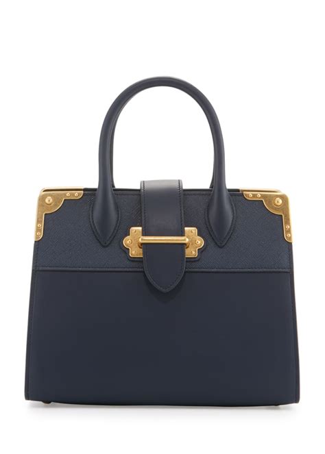 Prada Leather Trunk Tote Bag, Baltico 